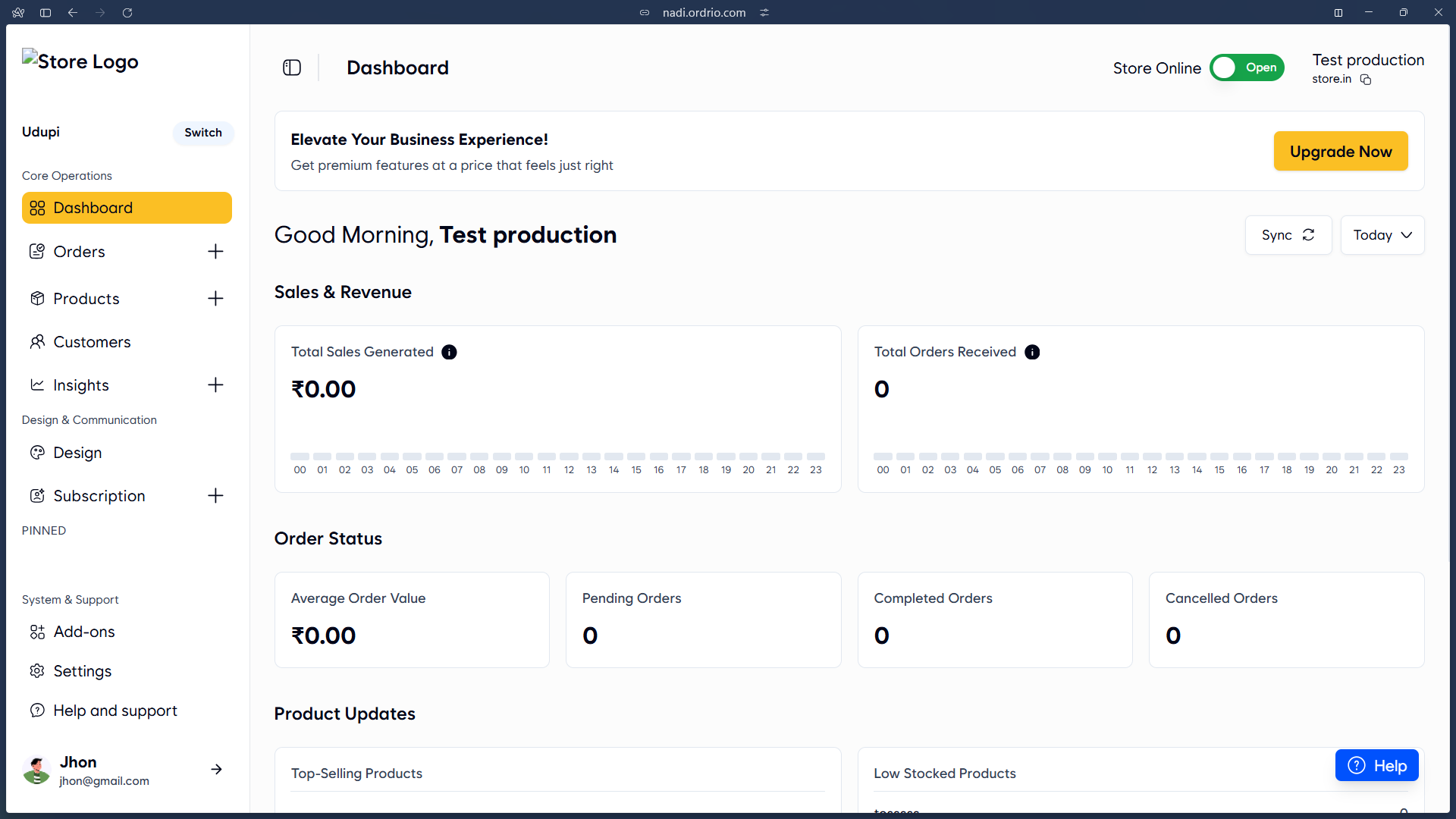 Ordrio Admin Panel